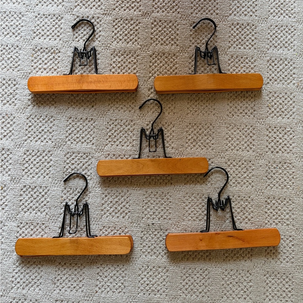 Vintage made in Germany Wooden Clip Pant Hangers - Set of 5 -